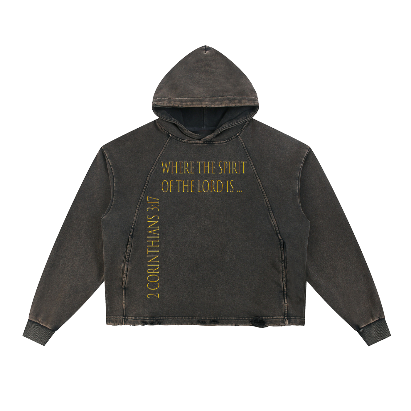 Vintage Washed Frayed-Hem Hoodie