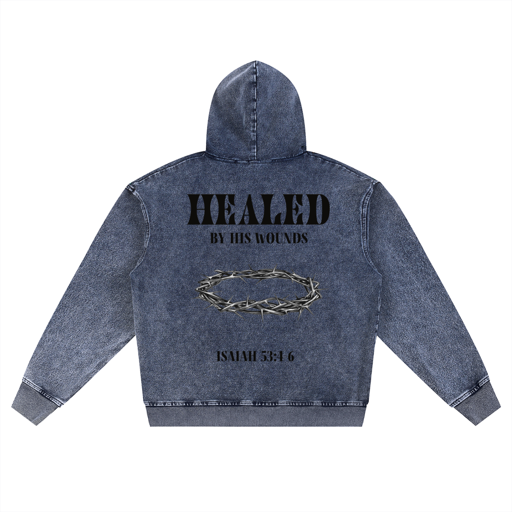 Snow Wash Oversized Zip-Up Hoodie