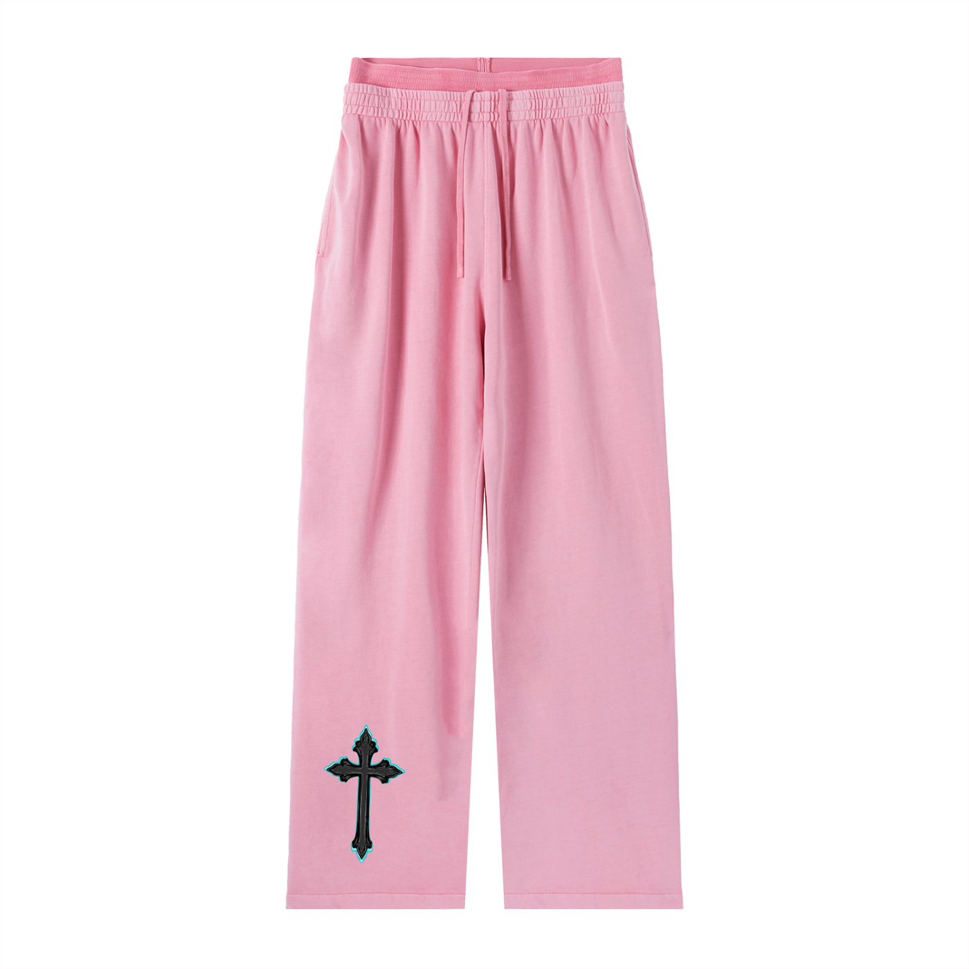 Vintage Washed Waist Pants Cyan Cross