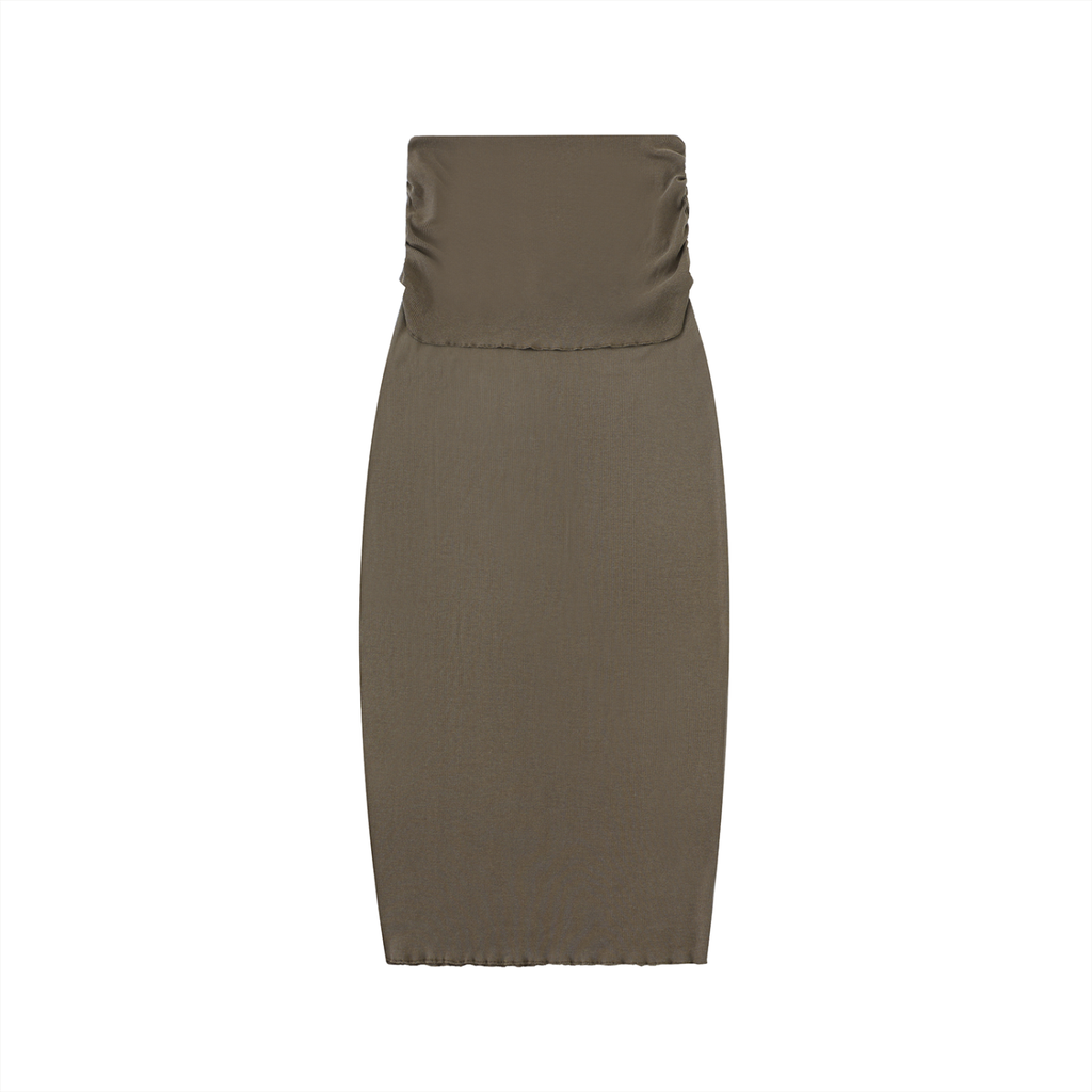 Dyed Washed Straight Slim Maxi Skirt
