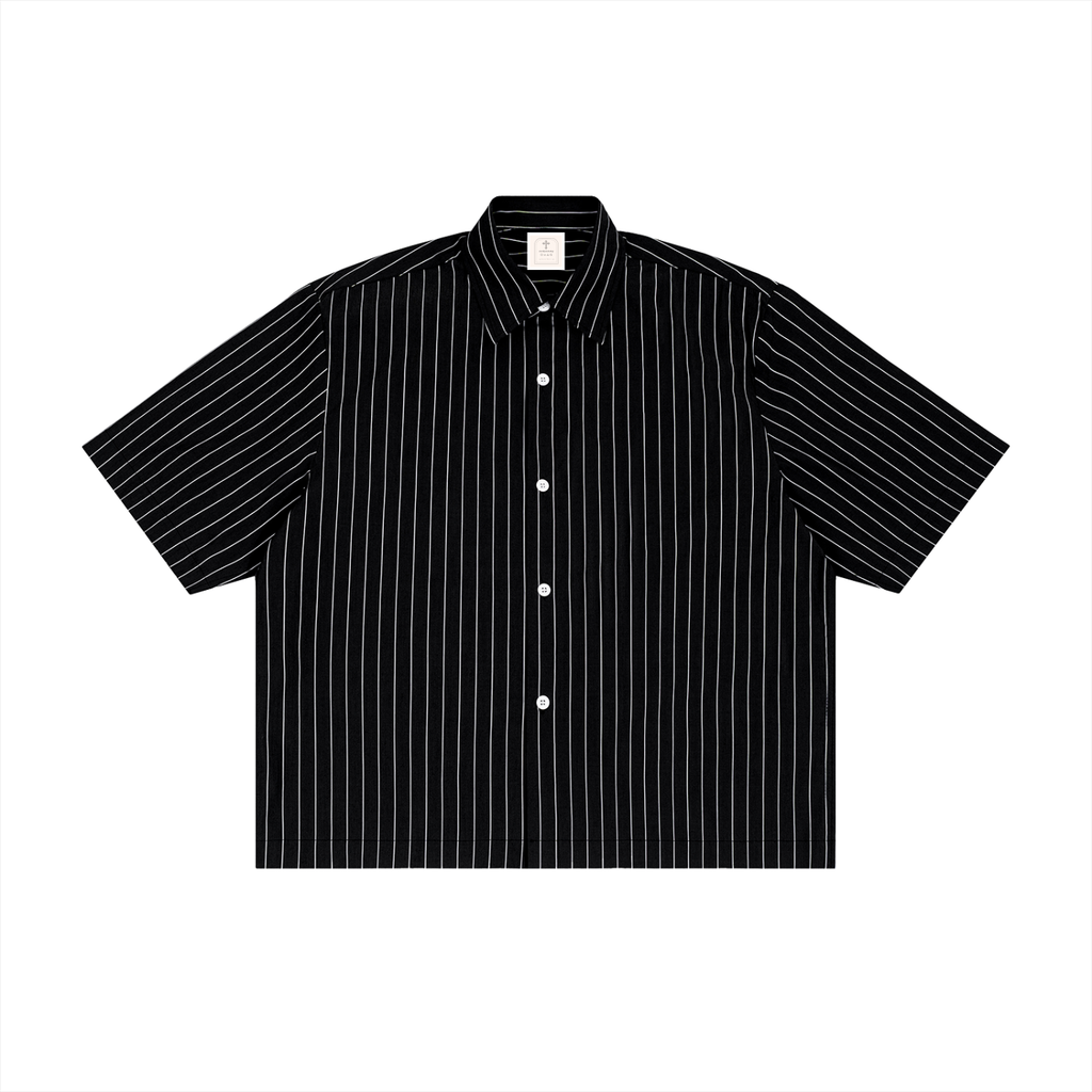 Unisex Striped Boxy Button-Up Shirt