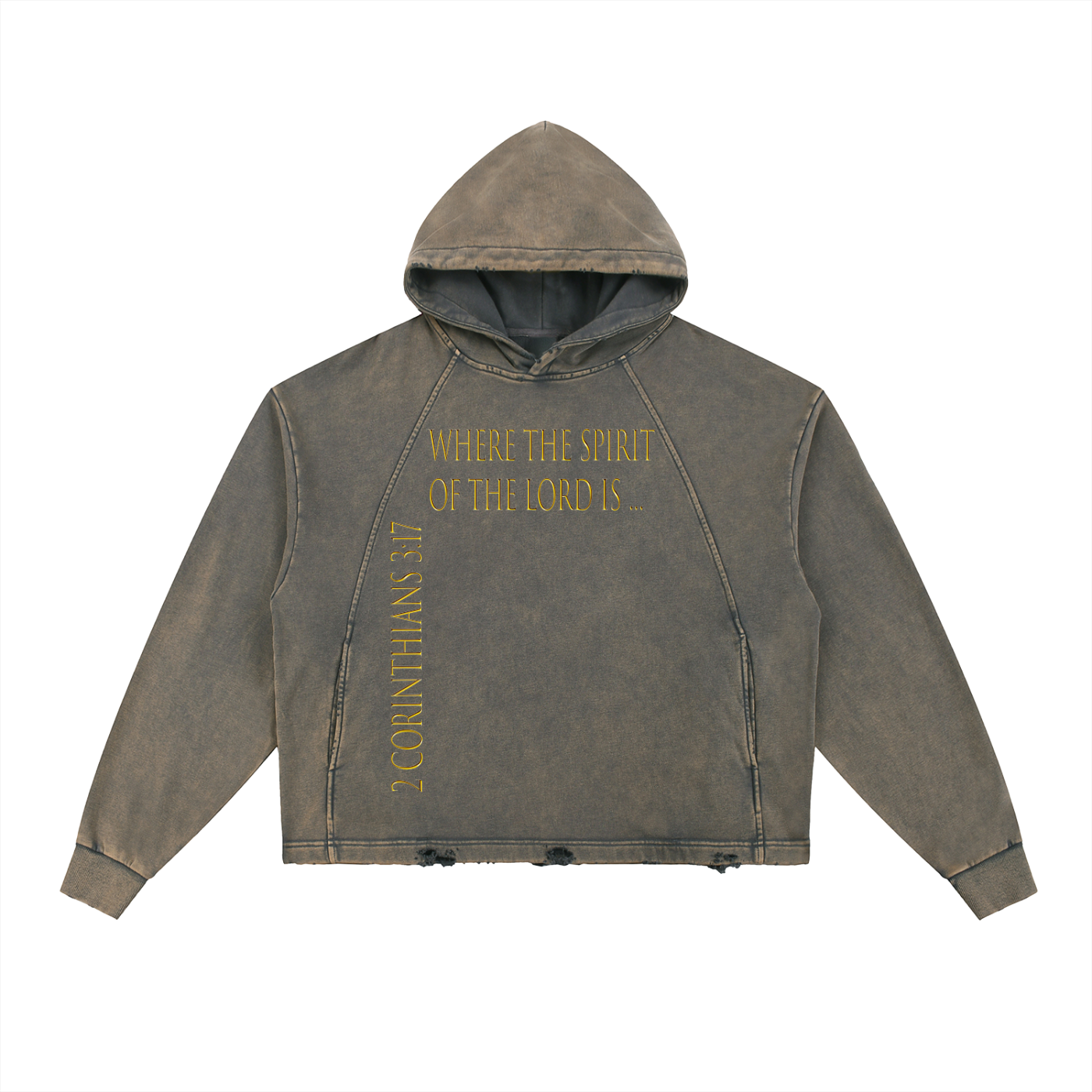 Vintage Washed Frayed-Hem Hoodie