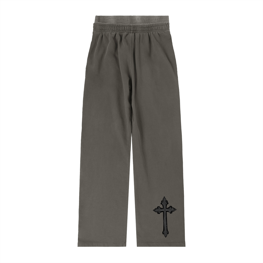 Comfy Vintage Washed Waist Pants with Black Cross