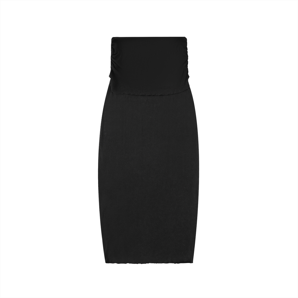 Dyed Washed Straight Slim Maxi Skirt