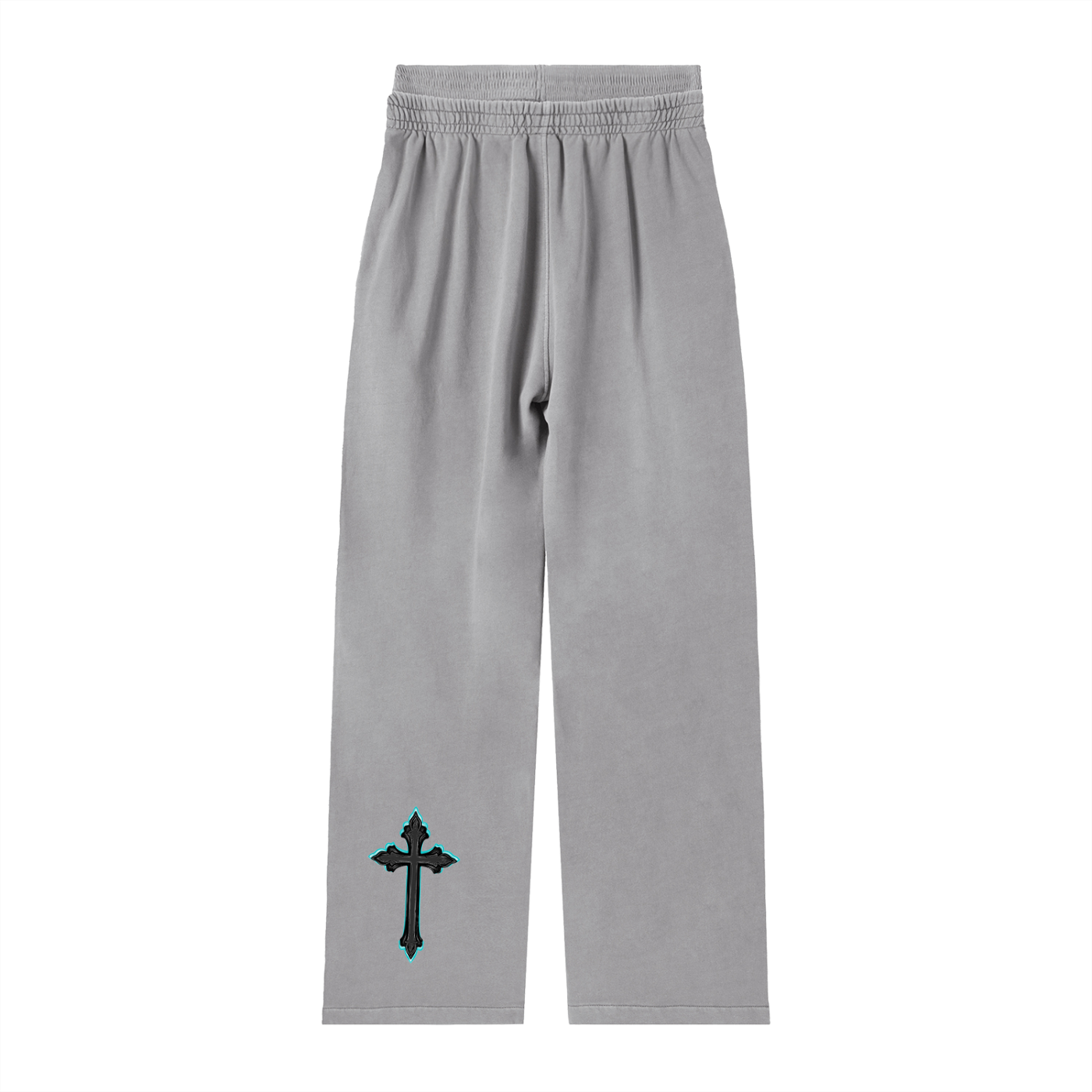 Vintage Washed Waist Pants Cyan Cross