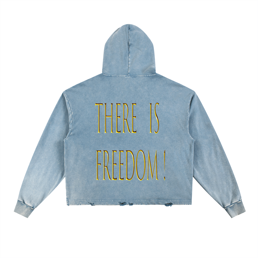 Where The Spirit of The Lord is...  Frayed-Hem Hoodie