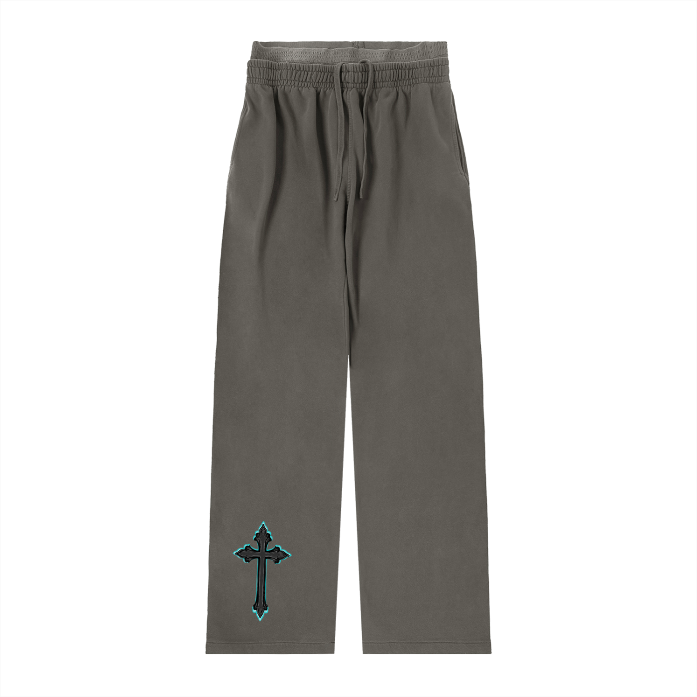 Vintage Washed Waist Pants Cyan Cross