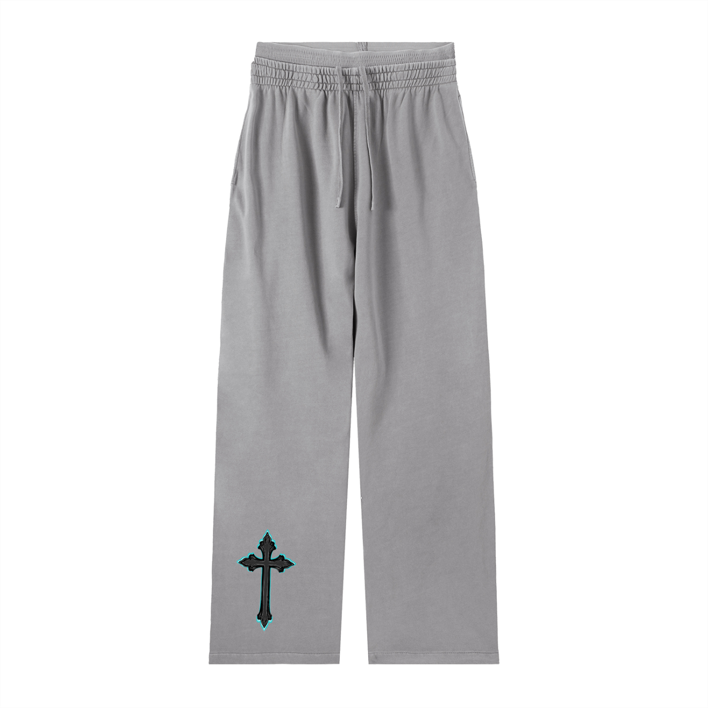 Vintage Washed Waist Pants Cyan Cross