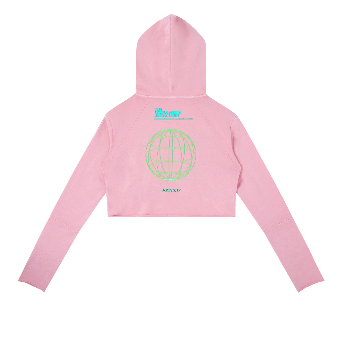 Vintage Washed Raw Edge Hoodie Cyan Cross