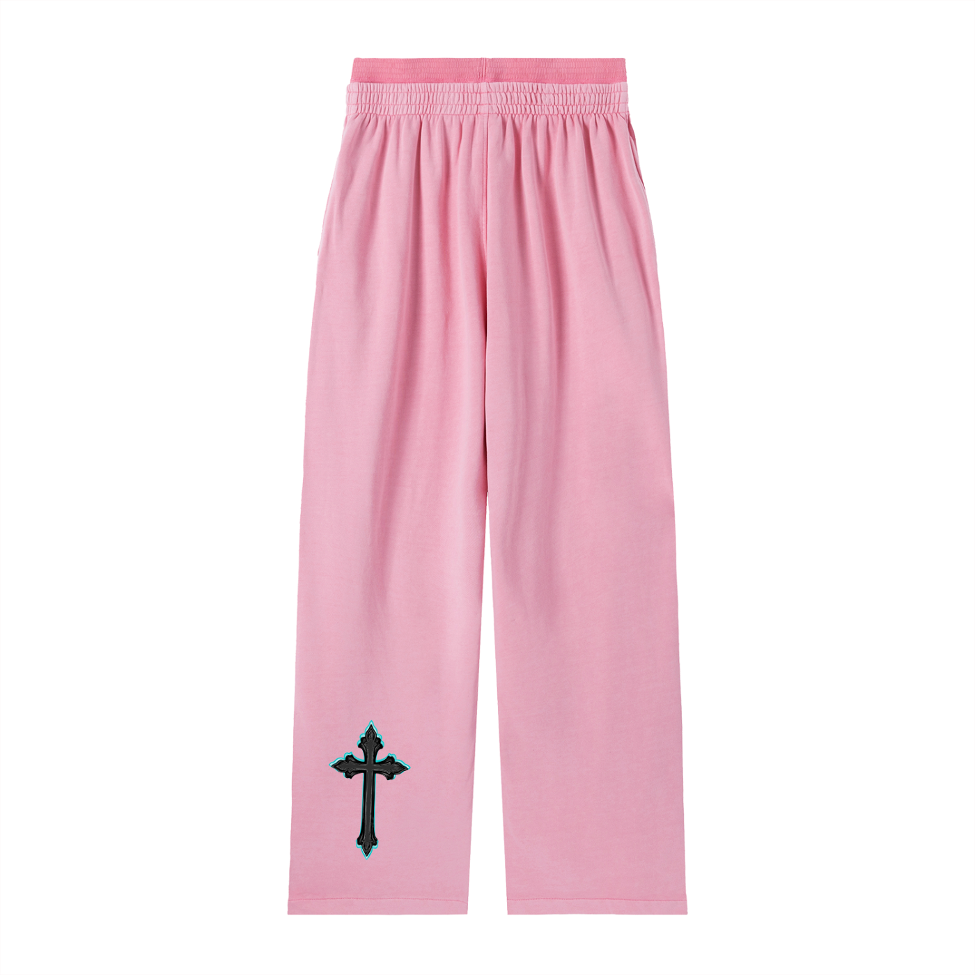 Vintage Washed Waist Pants Cyan Cross