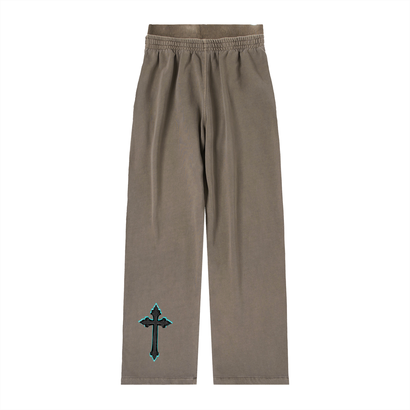 Vintage Washed Waist Pants Cyan Cross