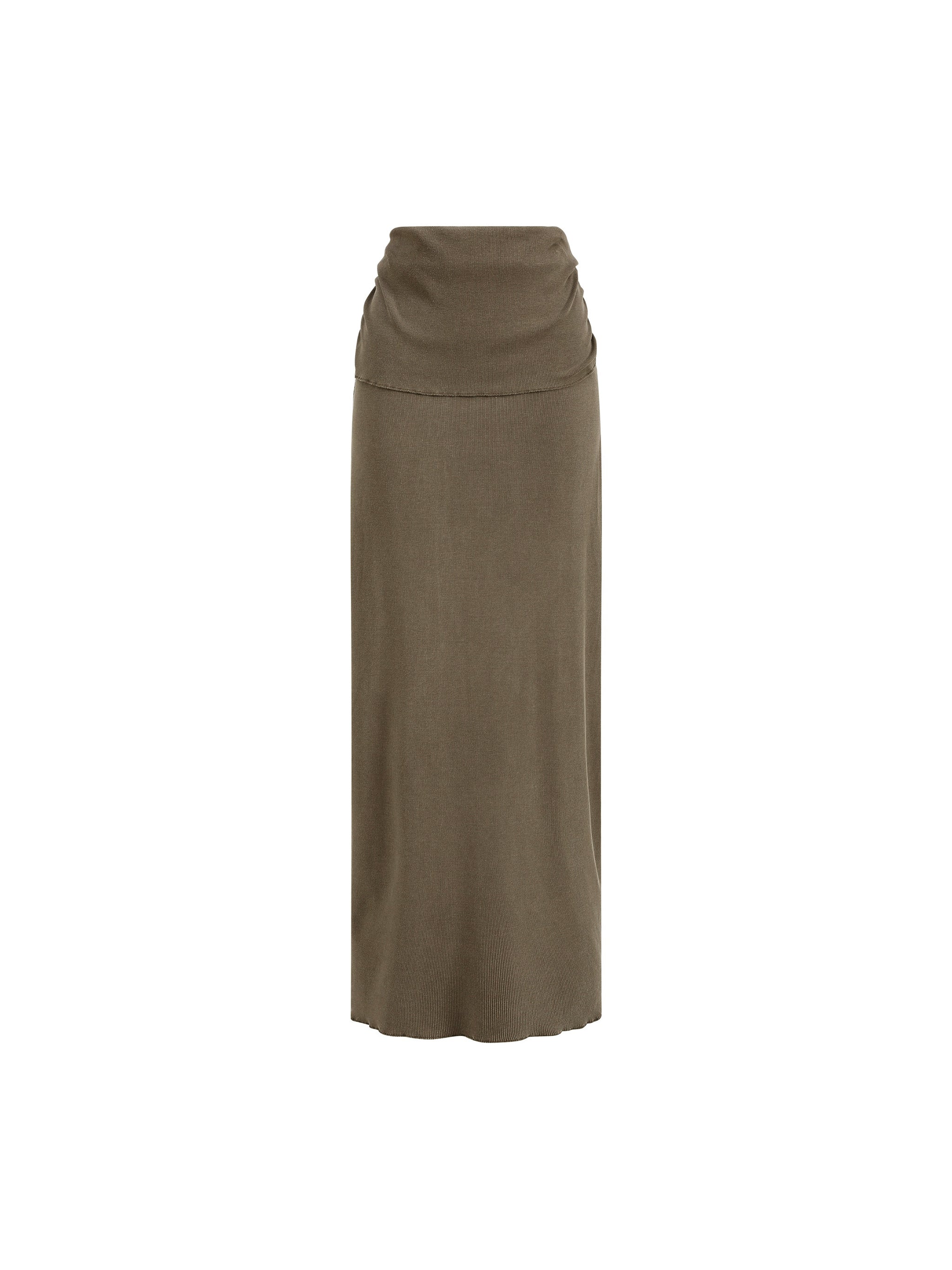 Dyed Washed Straight Slim Maxi Skirt