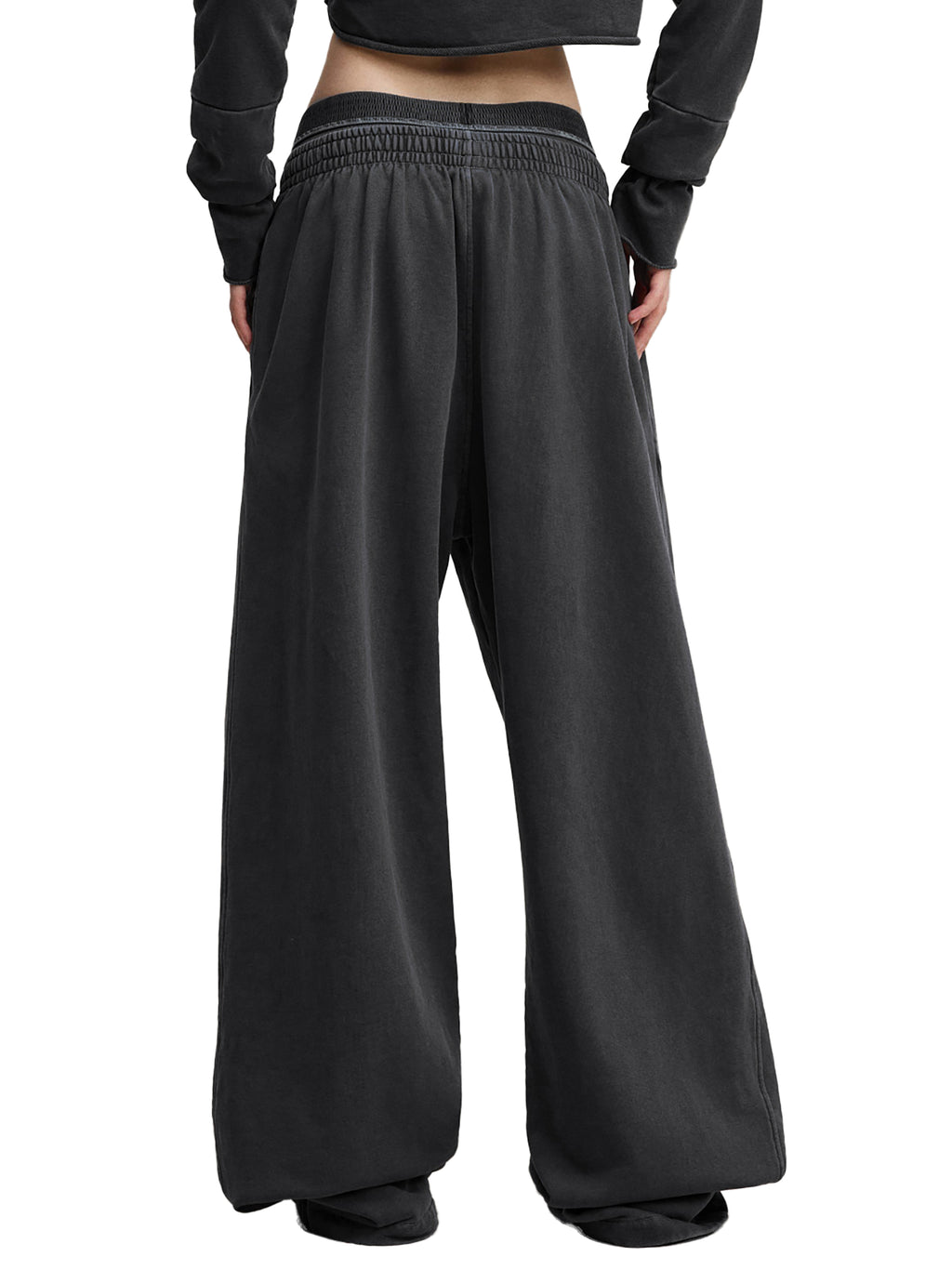 Comfy Vintage Washed Waist Pants with Cyan Cross